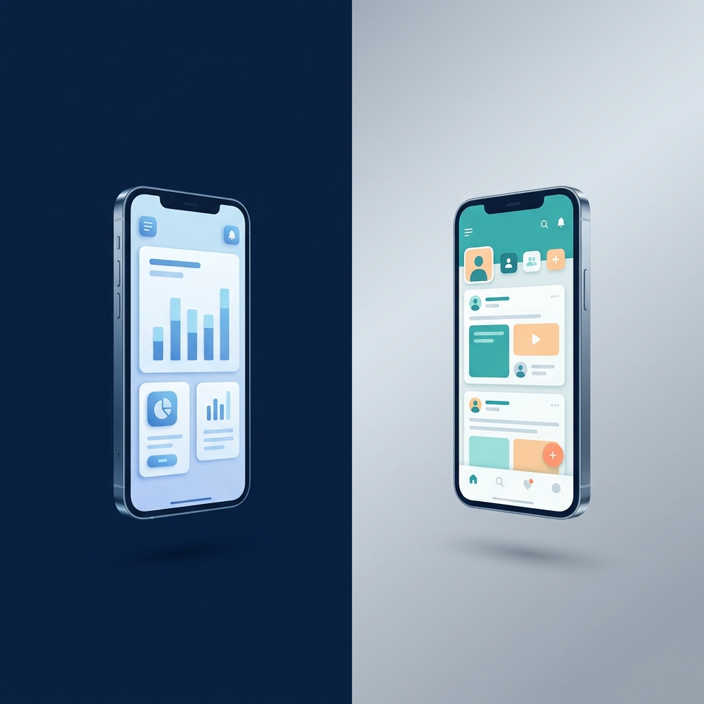 出会い系サイトとマッチングアプリの違いを左右で比較した、ビジネス資料風のインフォグラフィック画像